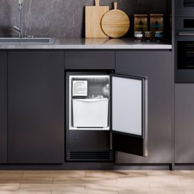 Undercounter Ice Maker 25 Lbs/Day Built-in Ice Maker Machine W/ Reversible Door