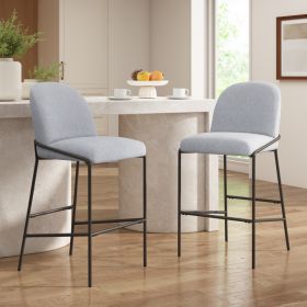 Galen Indoor Metal Upholstered Barstool  Antique Bronze Finish Frame With Gray Fabric  Set Of 2