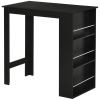 Modern Bar Table Counter Height Dining Table with 3 Storage Shelves for Kitchen, Dining Room, Living Room, Black