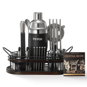 VEVOR Cocktail Shaker Set, 23-Piece Stainless Steel Bar Tools with Bamboo Stand, Martini Bartender Kit Accessories | Mixer Spoon, Muddler, Jigger