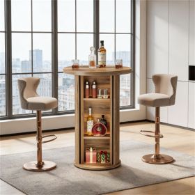 Round bar table, high top bar table, coffee table, with storage space