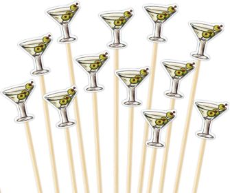 100Pcs Martini Cocktail Pick A Tini Bit Older Toothpick Martini Glasses Long Cocktail Appetizer Skewer for Fruit Drink Dessert Bachelorette Party