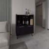 Bar Cabinet, 2 Doors, 1 Shelf, Black / Natural Oak