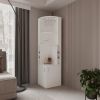 White Corner Bar Cabinet with Wine Storage and Glass Rack