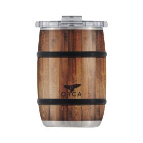 Temperature Insulated, Stainless Steel Tumbler with a Classy Wood Grain Print, for Whiskey, Beer, or Coffee  Dark Oak