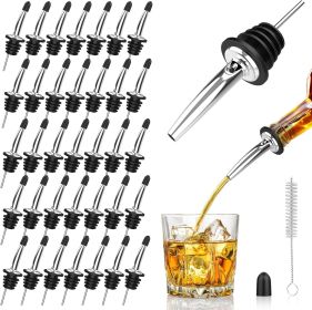 36-Pack Stainless Steel Pour Spouts for Liquor Bottles, Oil, Vinegar, and Wine  Liquor Bottle Pourers with Rubber Dust Caps Bar Pourers for Barte