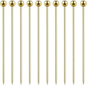 15 Pieces Stainless Steel Cocktail Picks Metal Martini Picks 4.3 inch Gold
