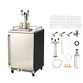 Beer Kegerator, Triple Tap Commercial Draft Beer Dispenser for D system, Full Size Keg Refrigerator with 5lbs CO2 Tank