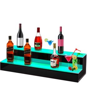 VEVOR LED Lighted Liquor Bottle Display Shelf, 30-inch LED Bar Shelves for Liquor, 2-Step Lighted Liquor Bottle Shelf for Home/Commercial Bar