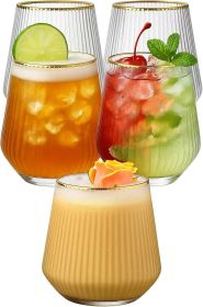 Ripple Unbreakable Stemless Plastic Wine Champagne Whiskey Glasses Elegant Durable Disposable Indoor Outdoor Ideal for Home, Office, Bars, Weddin