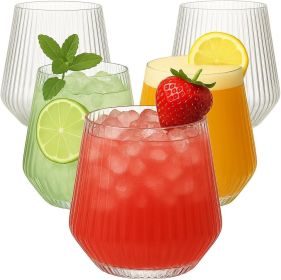 40 count Origami Ripple Unbreakable Stemless Plastic Wine Champagne Whiskey Glasses Elegant Durable Disposable Indoor Outdoor Ideal for Home, Off