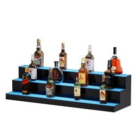 VEVOR LED Lighted Liquor Bottle Display, 3 Tiers 40 Inch Commercial Illuminated Home Bar Shelf, 3 Steps Whiskey Rack Stand