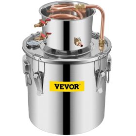 VEVOR Alcohol Still 3Gal/12L Stainless Steel Alcohol Distiller Copper Tube Home Brewing Kit Build-in Thermometer for DIY Whisky Wine Brandy, Silv