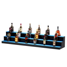 VEVOR LED Lighted Liquor Bottle Display, 3 Tiers 60 Inch Commercial Illuminated Home Bar Shelf, 3 Steps Whiskey Rack Stand