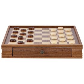 VEVOR Solid Wood Chess Set, 15 inch 2-IN-1 Chess Checkers Game Set, Chess Board Games with Storage Drawer & Weighted Chess Checkers Pieces & 2 Qu