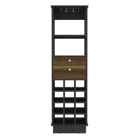 Bar Cabinet Bureck, Living Room, Black / Walnut
