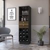Black Wengue and Walnut 12-Bottle 2-Drawer 1-Shelf Bar Cabinet