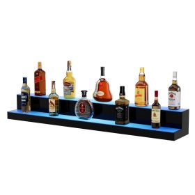 VEVOR LED Lighted Liquor Bottle Display, 2 Tiers 48 Inch Commercial Illuminated Home Bar Shelf, 2 Steps Whiskey Rack Stand