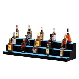 VEVOR LED Lighted Liquor Bottle Display, 3 Tiers 48 Inch Commercial Illuminated Home Bar Shelf, 3 Steps Whiskey Rack Stand