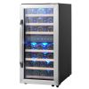 33-Bottle Wine Cooler, Dual Zone & Dual Temperature Wine Fridge, Freestanding Refrigerator with Circulating Air-cooling and Digital Control