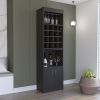 Kava Bar Cabinet, 16 Built-in Wine Rack, Two Door Cabinet, Two Shelves, Black