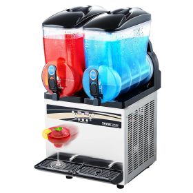 VEVOR Commercial Frozen Drink Maker, 15Lx2 Double Tank Slushy Machine, 120 Cups Stainless Steel Margarita Smoothie Frozen Drink Machine