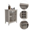 Essential Bar Cabinet; One Open Shelf; Six Built-in Wine Rack; One Drawer -Light Gray