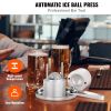 Ice Ball Press Kit, Aircraft Al Alloy Ice Press with Ice Block Mold, Large Mat, Tong, Drip Tray, One Glass, Round Ice Ball Maker 2.4"/60 mm Ice Sphere