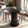 round Bar Table with Footrest Bistro Pub Dining Coffee Cocktail Table for Home(Only Table)