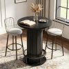 round Bar Table with Footrest Bistro Pub Dining Coffee Cocktail Table for Home(Only Table)