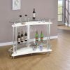 Strick White Freestanding Glass Top Home Bar Wine Cabinet