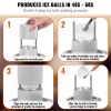 Ice Ball Press Kit, Aircraft Al Alloy Ice Press with Ice Block Mold, Large Mat, Tong, Drip Tray, One Glass, Round Ice Ball Maker 2.4"/60 mm Ice Sphere