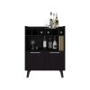 Bar Cabinet, 2 Doors, 1 Shelf, Black / Natural Oak