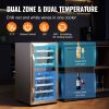 33-Bottle Wine Cooler, Dual Zone & Dual Temperature Wine Fridge, Freestanding Refrigerator with Circulating Air-cooling and Digital Control
