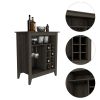 Essential Bar Cabinet; One Open Shelf; Six Built-in Wine Rack; One Drawer -Espresso