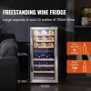 33-Bottle Wine Cooler, Dual Zone & Dual Temperature Wine Fridge, Freestanding Refrigerator with Circulating Air-cooling and Digital Control