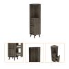 Dark Brown 1-Drawer 2-Shelf Corner Bar Cabinet