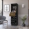 Black Wengue and Walnut 12-Bottle 2-Drawer 1-Shelf Bar Cabinet