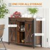 Industrial Sideboard, Buffet Cabinet with Sliding Barn Doors, Storage Cabinets and Adjustable Shelves for Living Room, Kitchen, Home Bar, Rustic Brown