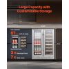 Wine and Beverage Refrigerator, 24 in Dual Zone Wine Cooler, Built-in & Freestanding Fridge with Glass Doors, Adjustable Shelves