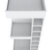 White Corner Bar Cabinet with Wine Rack and Open Shelf