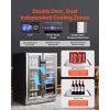 Wine and Beverage Refrigerator, 24 in Dual Zone Wine Cooler, Built-in & Freestanding Fridge with Glass Doors, Adjustable Shelves