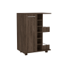DEPOT E-SHOP Magda Bar Cart, Four Casters, Single Door Cabinet, Two External Shelves, Dark Walnut