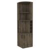 Dark Brown 8-Bottle 2-Shelf Bar Cabinet