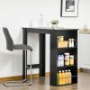 Modern Bar Table Counter Height Dining Table with 3 Storage Shelves for Kitchen, Dining Room, Living Room, Black
