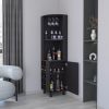 Wengue Corner Bar Cabinet with Glass Holder and Wine Rack