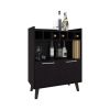 Bar Cabinet, 2 Doors, 1 Shelf, Black / Natural Oak