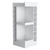 White Corner Bar Cabinet with Wine Rack and Open Shelf