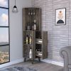 Dark Brown 1-Drawer 2-Shelf Corner Bar Cabinet