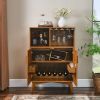 31.5" Liquor Cabinet with Wine Glass Holder & Wine Rack & Adjustable Shelf, Wine Cabinet, Kitchen Coffee Bar Cabinet
